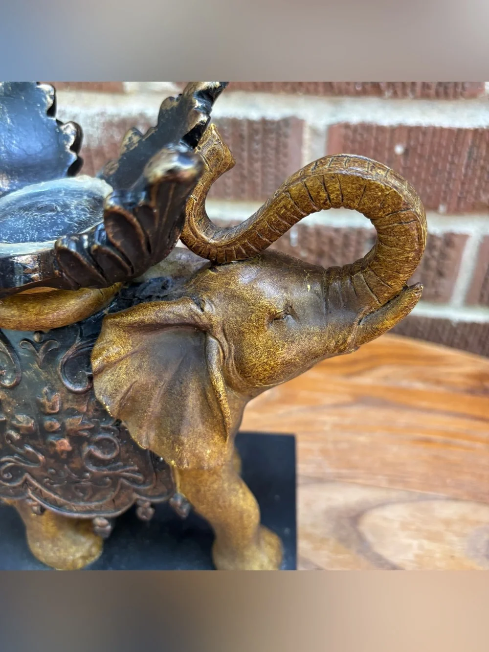 Indian Elephant Statue Figure Artful Design Base vintage No bowl